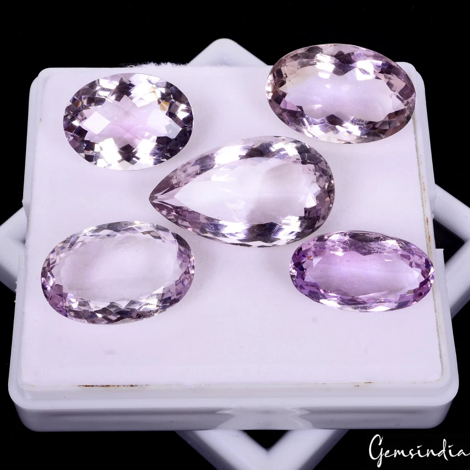 Amethyst Lot, Loose Gemstone — 5 Pieces, 19mm to 27mm, 90.30 Ct, Brazil