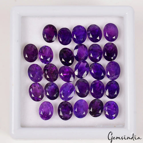 Amethyst Loose Gemstone, Untreated, Purple — 8mm to 9mm, 51.30 Ct
