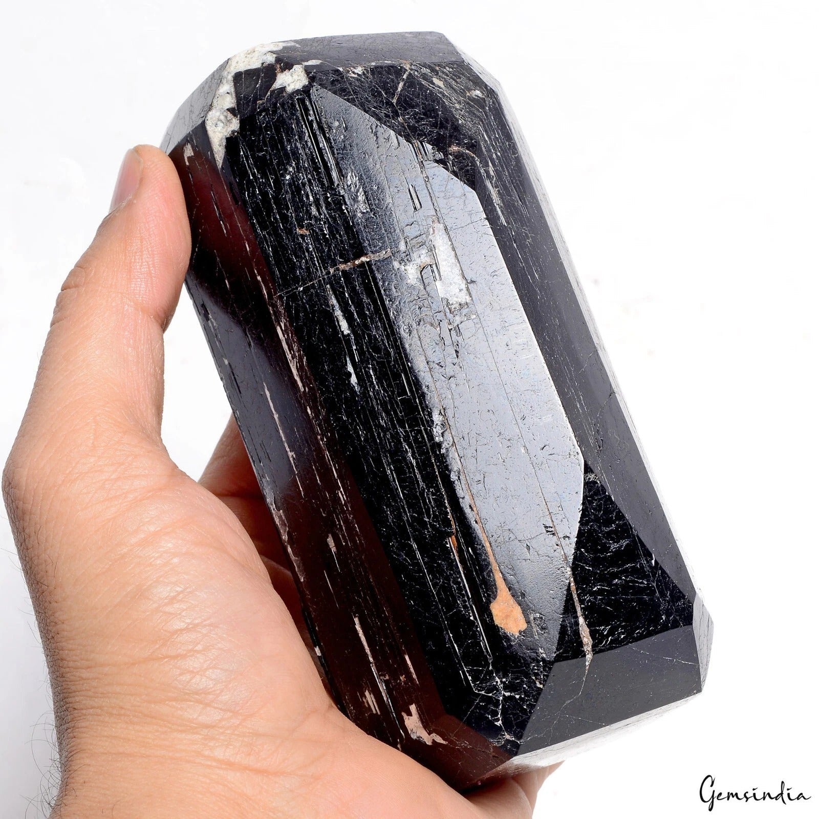 1.3 Kilo Natural Black Tourmaline Octagon Cut Huge Museum Size Gemstone Specimen