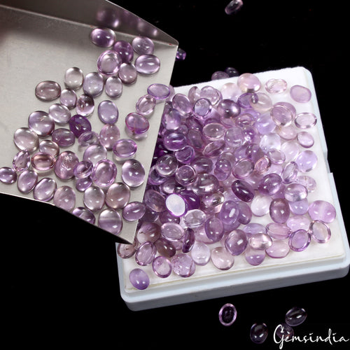 Amethyst Lot, Cabochon, Untreated, Purple — 200 Pieces, 7mm to 11mm, 500 Ct, Madagascar