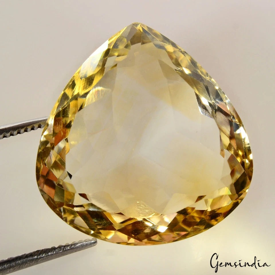 16.90 Cts Natural Brazilian Untreated Yellow Citrine Pear Faceted Cut Loose Gem