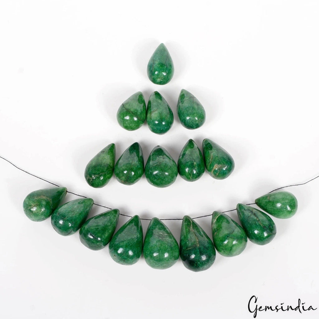 600 Cts/18 Pcs Natural Brazilian Green Emerald Drill Pear Cab Briolette Gems Lot