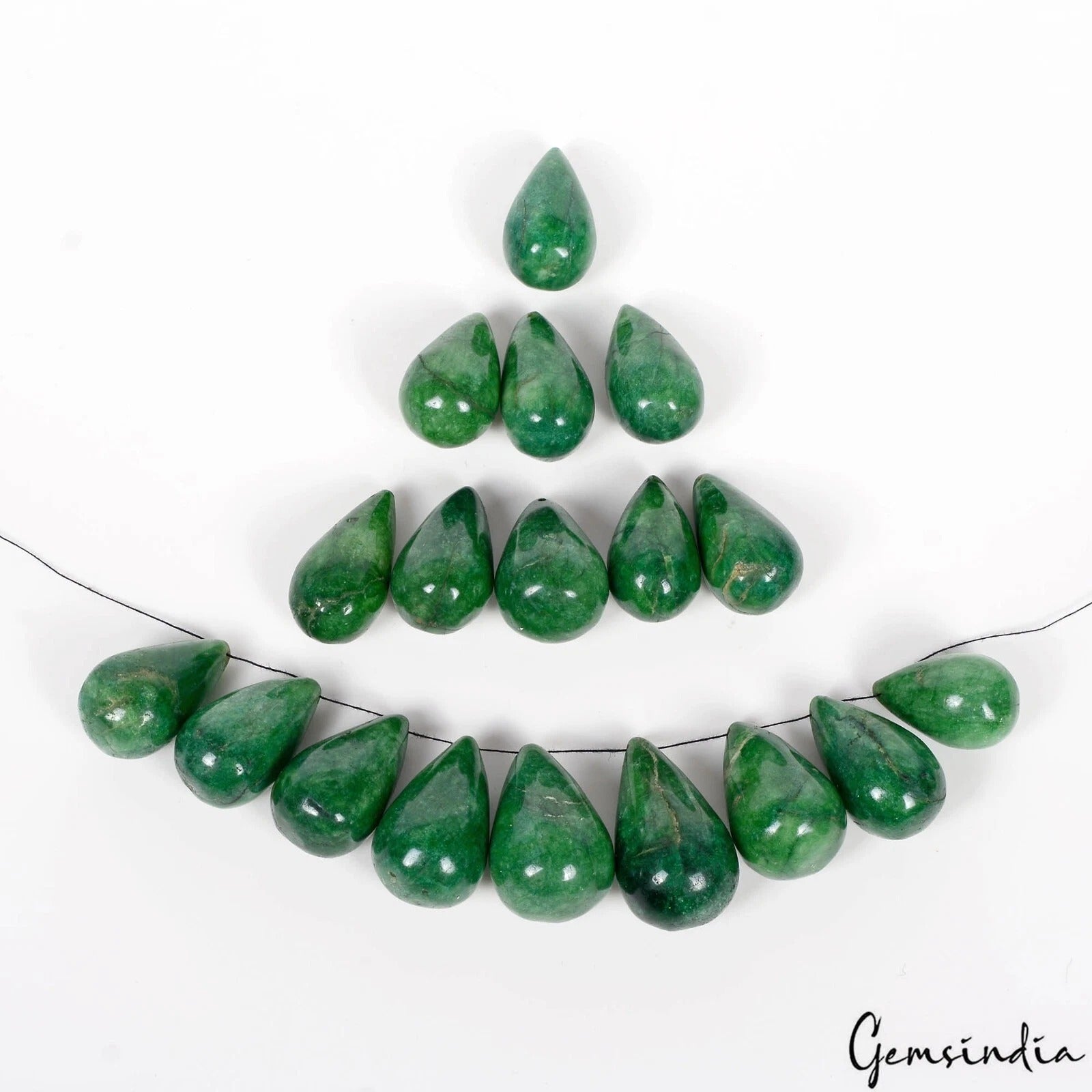 600 Cts/18 Pcs Natural Brazilian Green Emerald Drill Pear Cab Briolette Gems Lot