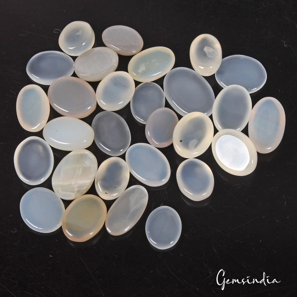 23 Pcs Natural Untreated Silky Moonstone Oval Cabochon Loose Gemstones~236.80 Ct