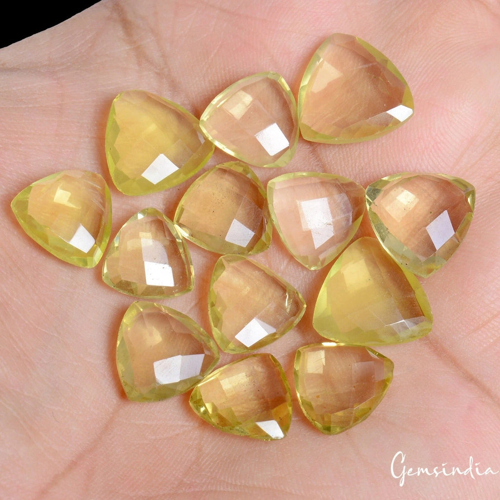 57.50 Cts Natural Lemon Citrine Quartz 10-13mm Loose Trillion checker Cut  Gems