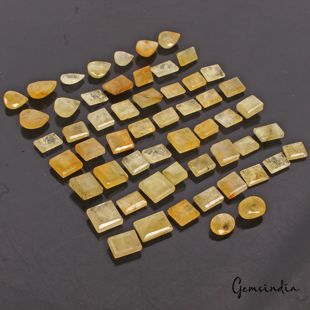 550 Cts/56 Pcs Natural Untreated Yellow Beryl /Heliodor Mix Cut Loose Gems Lot