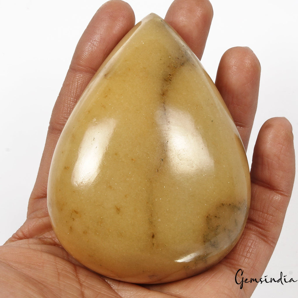 1600 Cts Natural Untreated Yellow Aventurine Pear Cab Loose Huge Earth Mined Gem