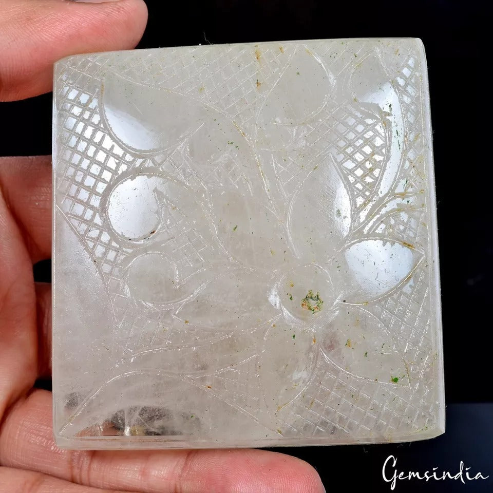 1550 Cts Natural Untreated White Quartz Square Hand Carved Earth Mined Huge Gem