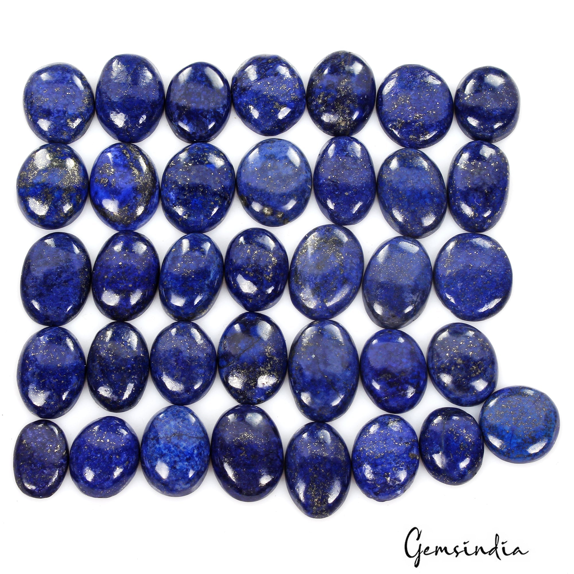 600 Cts/36 Pcs Natural Blue Lapis Lazuli Gold Flecks Oval Loose Wholesale Gems