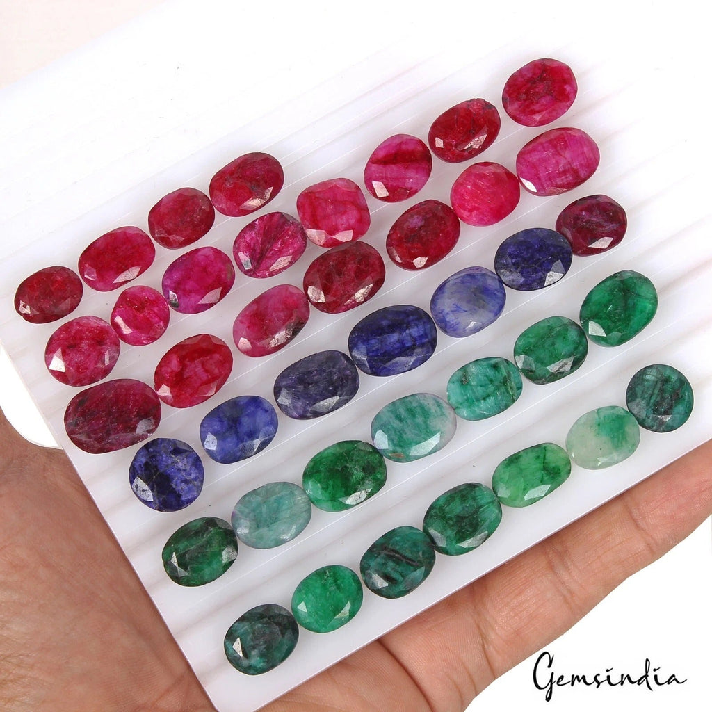 340 Ct Natural Multicolor Beryl Emerald Oval Faceted Loose Wholesale Gems Lot