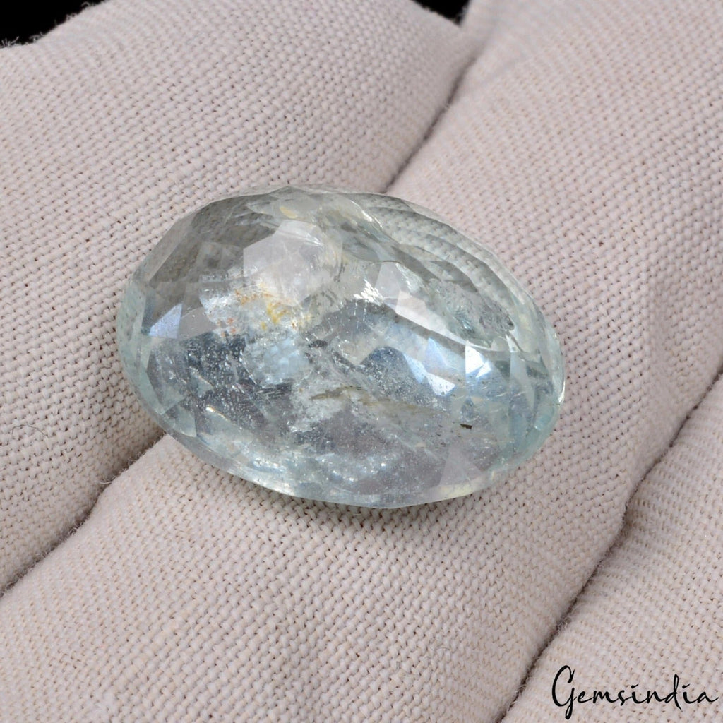 Certified 15.40 Cts Natural Untreated Blue Aquamarine Oval Loose Gem For Ring