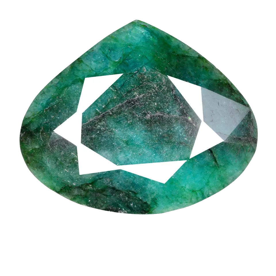 870 Ct. Natural Green Emerald Unique Pear Cut Loose Earth mined Gemstone w/Stand