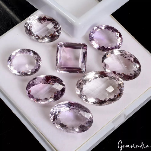 Amethyst Lot, Loose Gemstone, Lavender — 8 Pieces, 18mm to 28mm, 247.10 Ct