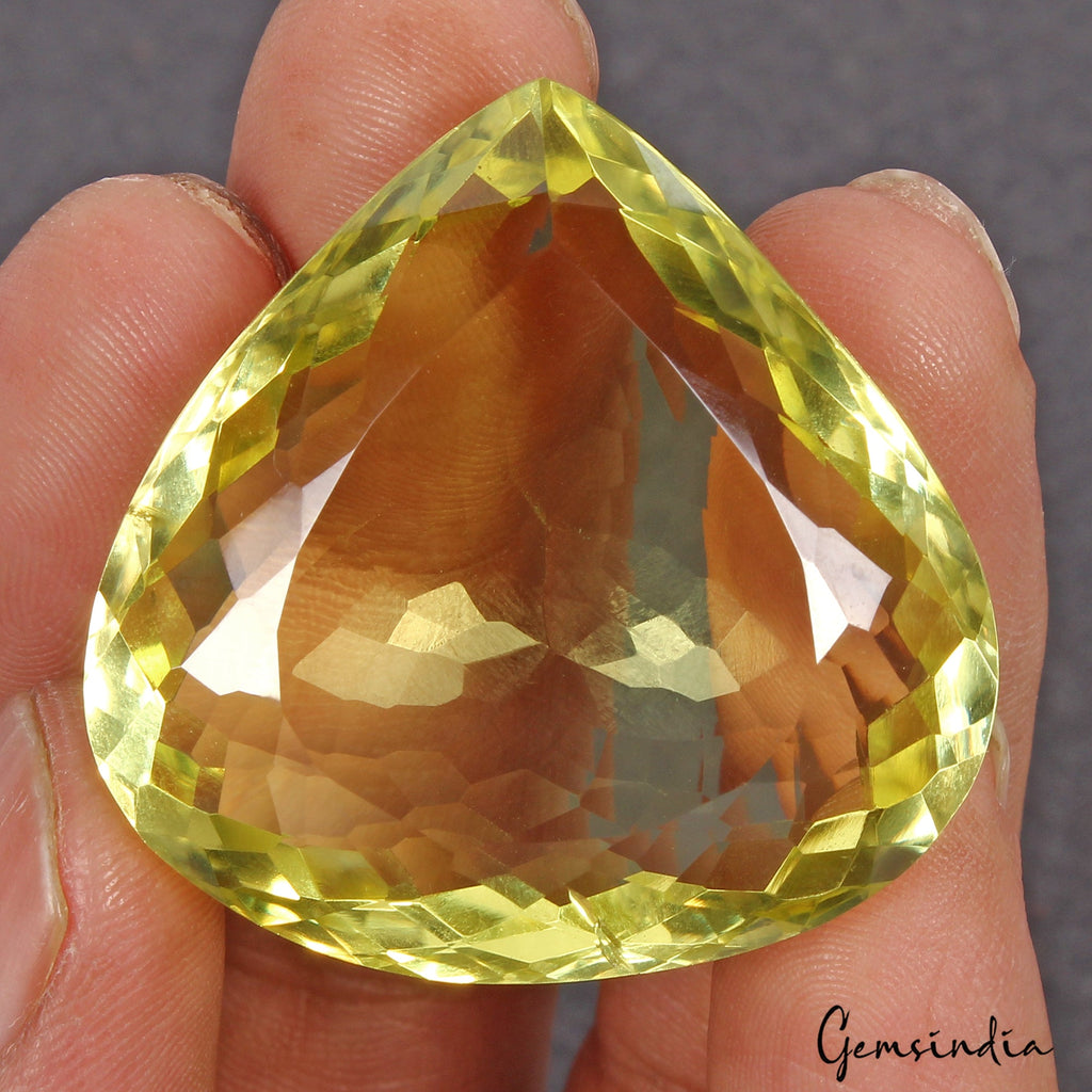 106.80 Ct Natural Untreated Golden Yellow Citrine Pear Cut Loose Gem For Pendant