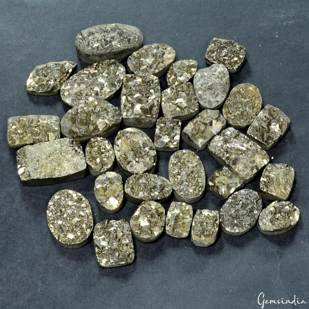 600 Cts/31 Pcs Natural Untreated Peru Apache Gold Pyrite Druzy Rough Gems Lot