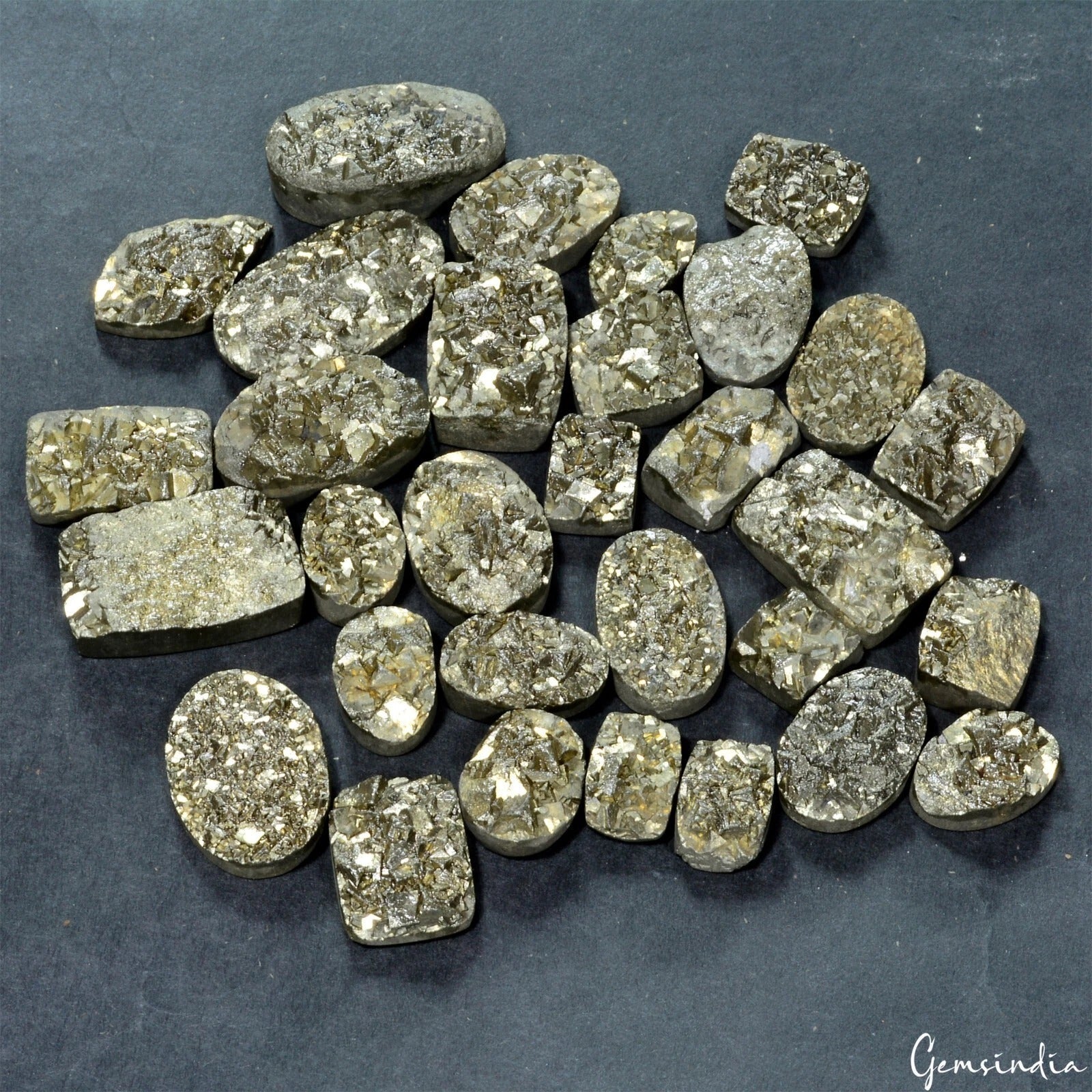 600 Cts/31 Pcs Natural Untreated Peru Apache Gold Pyrite Druzy Rough Gems Lot