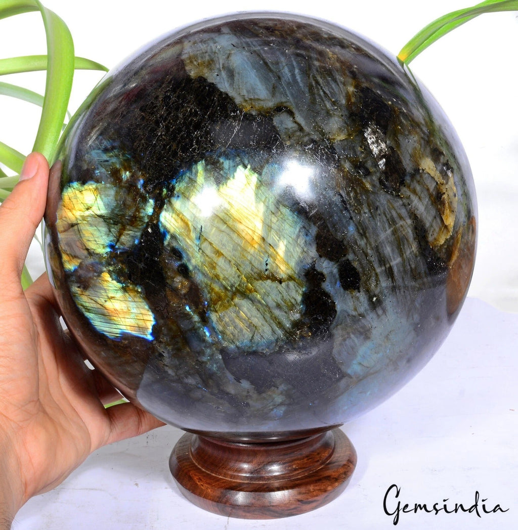 13.8 Kg Natural Multi Shine Labradorite Huge Gem Sphere Crystal Healing Minerals