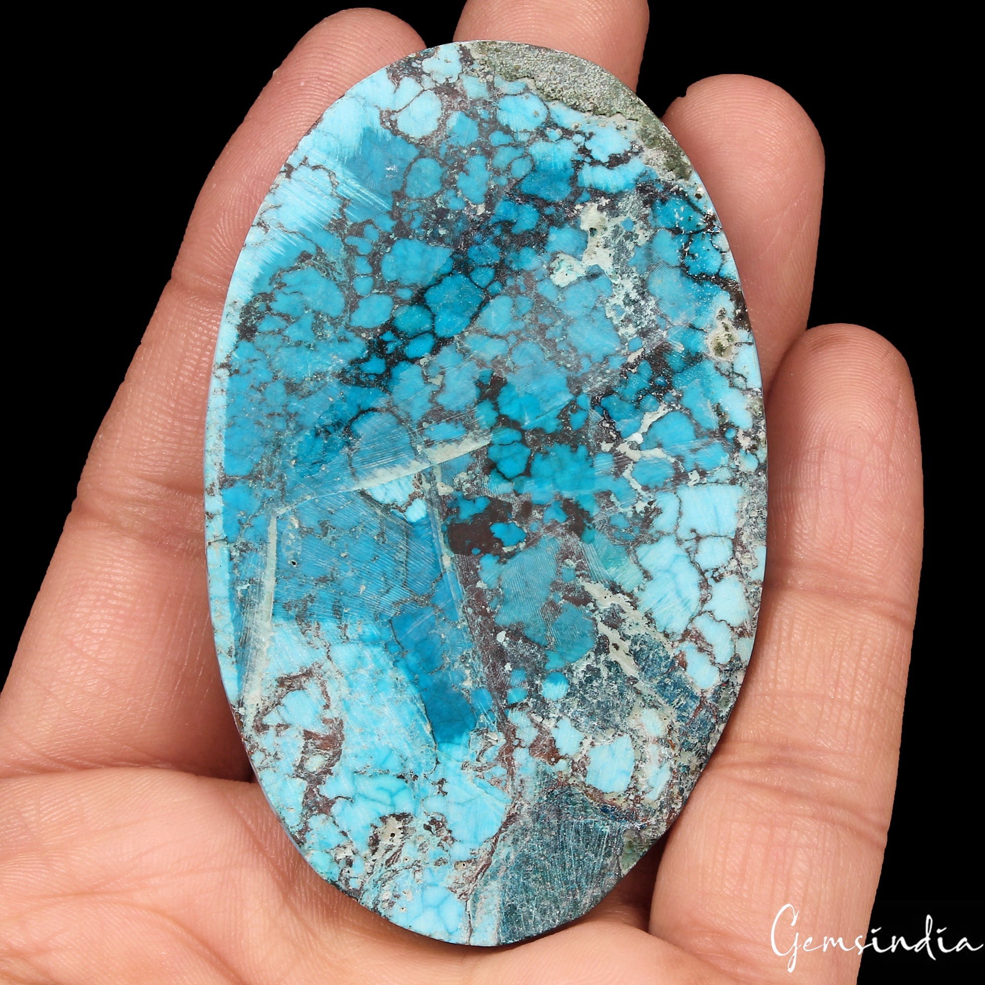 280 Ct Blue Spiderweb Turquoise Oval Cabochon Arizona Loose Huge Gems From U.S