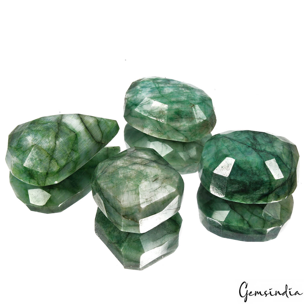 Emerald Lot, Loose Gemstone, Color Enhanced, Green — 4 Pieces, 34mm to 54mm, 1060 Ct, Brazil