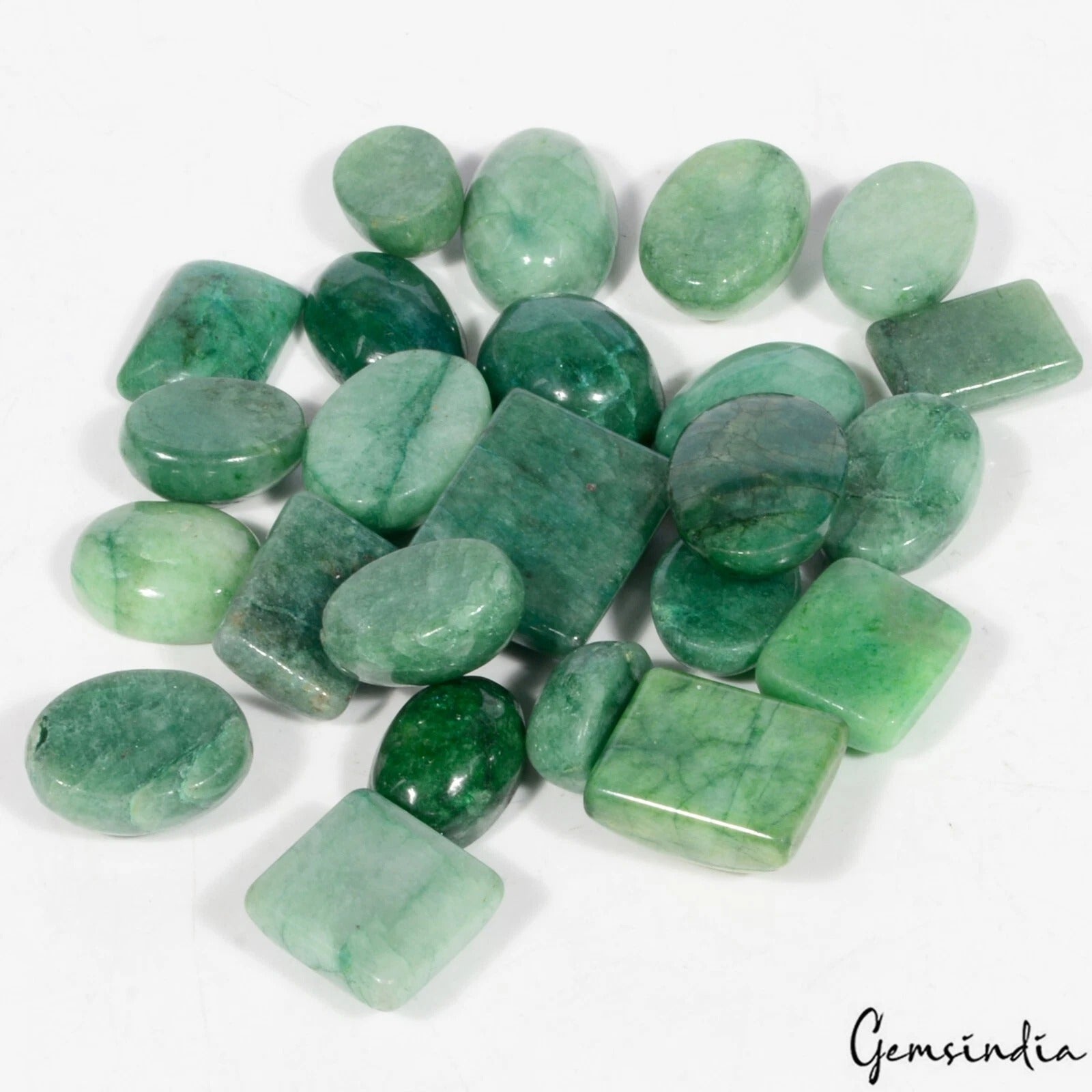 400 Ct/24 Pcs Natural Brazilian Green Emerald Mix Cab Loose Gems Lot For Jewelry