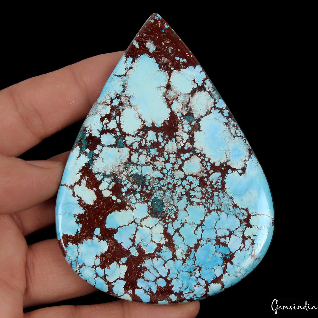 430 Ct Spiderweb Design Turquoise Blue Pear Shape Loose Huge Size Gemstone ~95mm