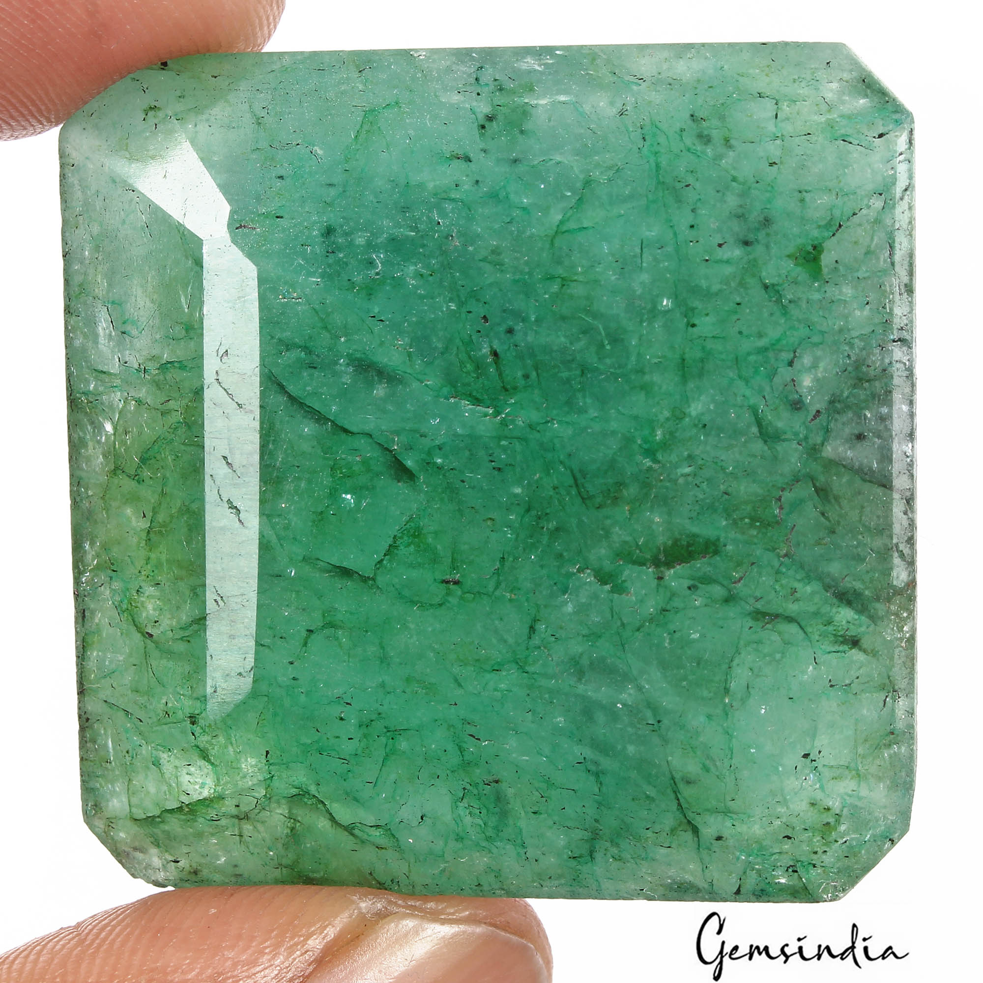Certified 165.60 Cts Natural Brazilian Green Emerald Octagon Cut Gem For Pendant