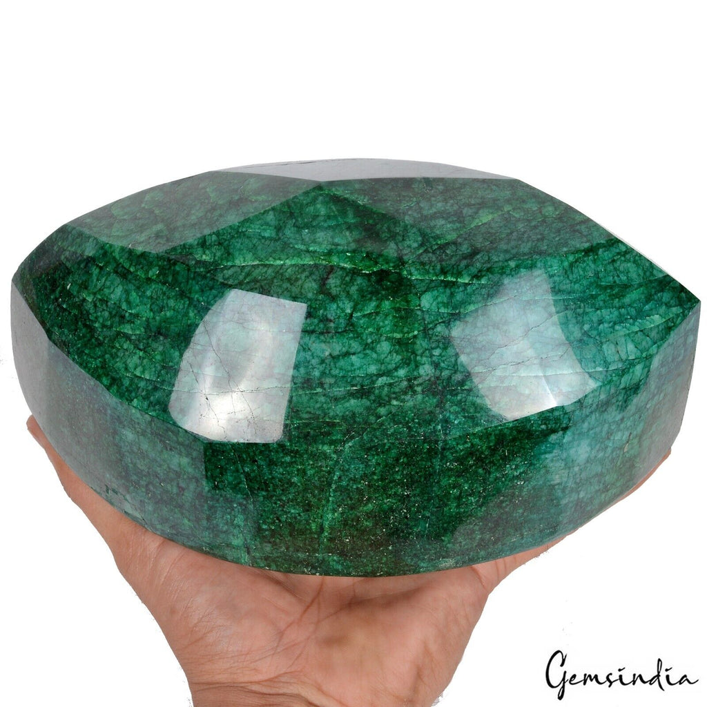 4.22 Kilo Green Emerald Marquise Cut Huge Earth mined Brazil Gemstone with Stand