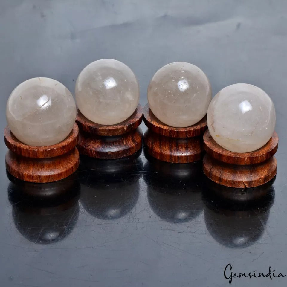 Quartz Sphere, Untreated — 4 Pieces, 23mm to 24mm, 420 Ct