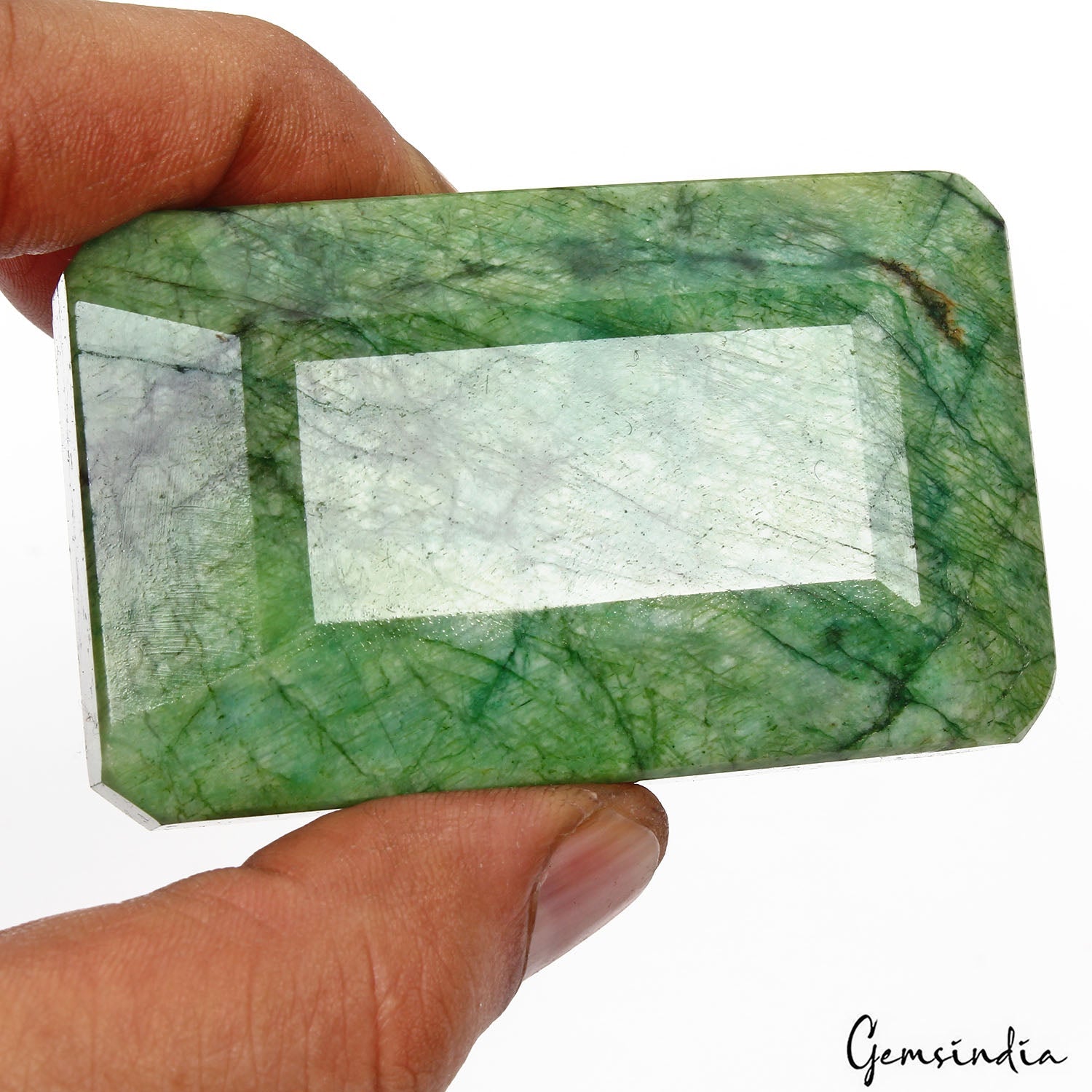 Certified 770 Ct Natural Brazilian Green Emerald Octagon Cut Huge Loose Gemstone