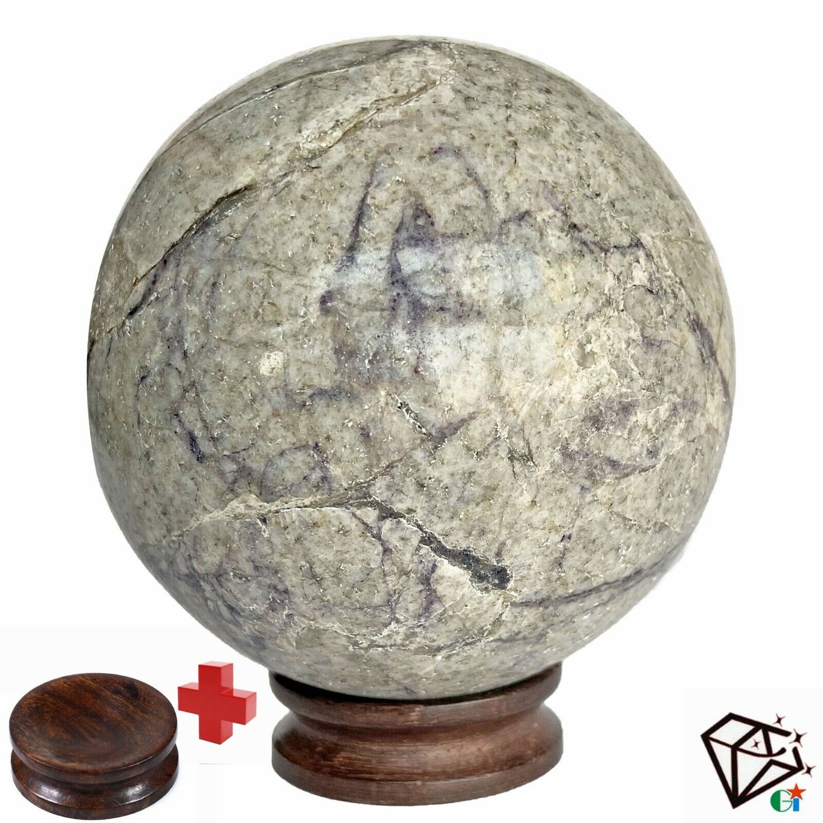 3500Ct Natural Lapis Calcite Matrix Crystal Mineral Healing Huge Gem Sphere 3.2"