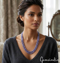 310 Cts Natural Blue Tanzanite Round Beaded Handmade Double Strand Necklace 21"
