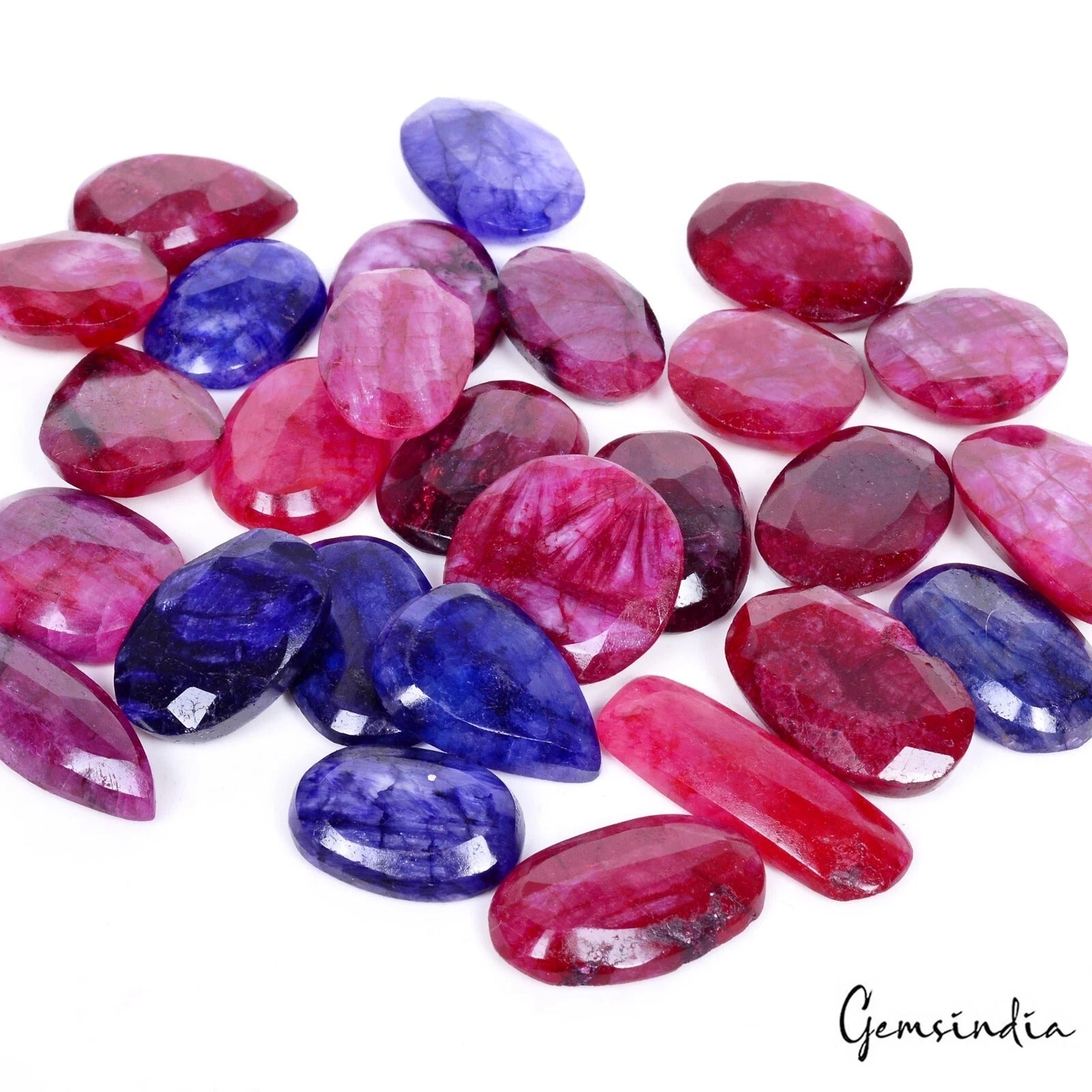Blue Beryl Lot, Loose Gemstone, Color Enhanced, Red — 27 Pieces, 19mm to 29mm, 500 Ct, India