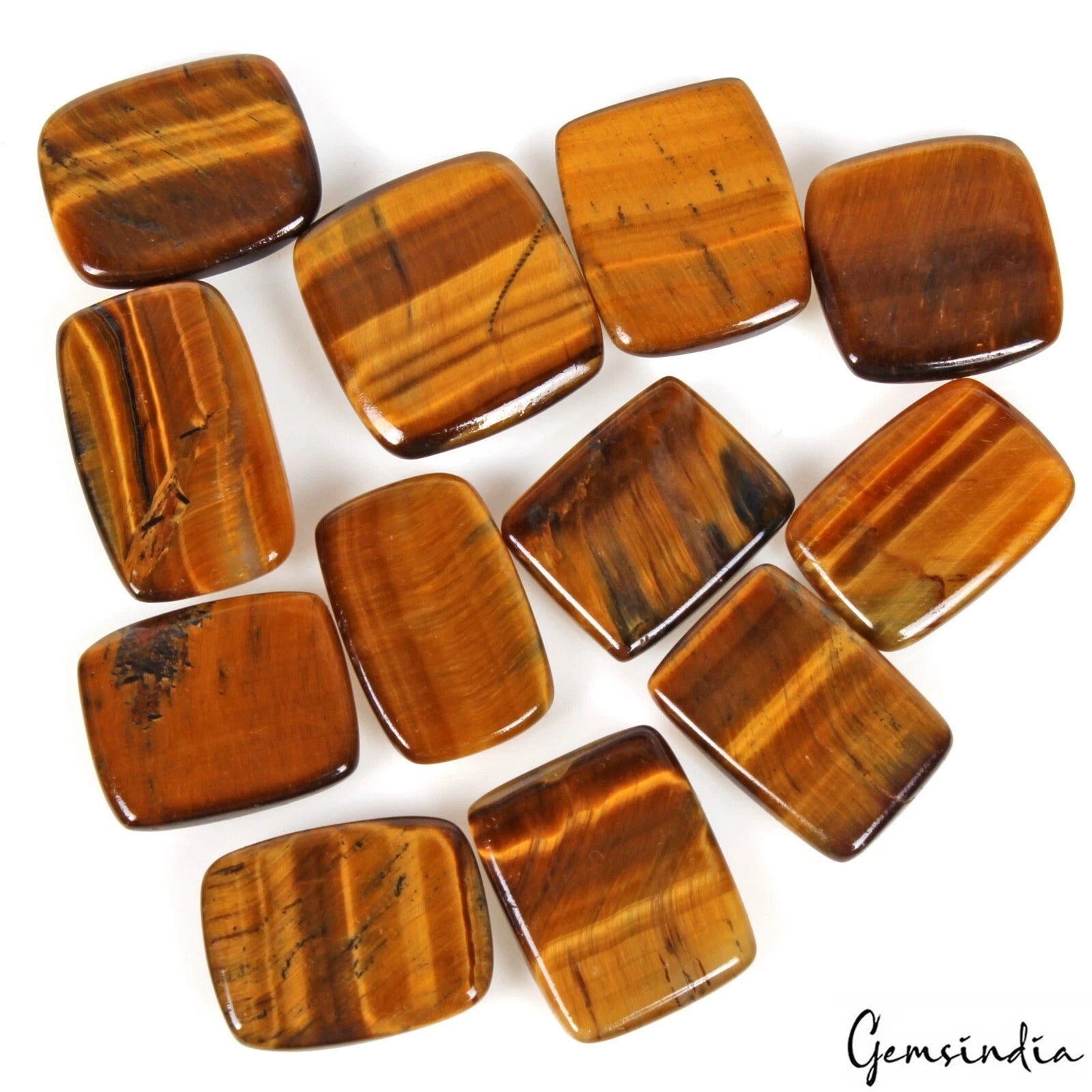 300 Ct Natural Untreated Tiger Eye Cushion Cab Loose Wholesale Gemstones~12 Pcs