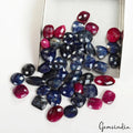 300 Ct Natural Ruby Sapphire Mix Checker Cut 10-17mm Loose Gemstones For Jewelry