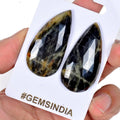 Certified 159.90 Cts Natural Untreated Black Sapphire Gem Pear Checker Cut Pair