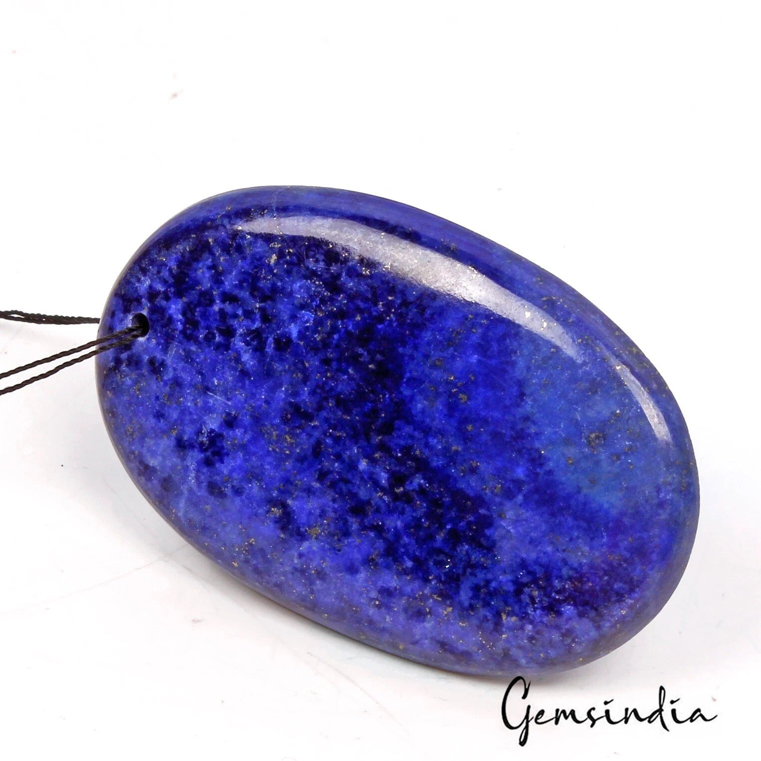 105.75 Cts Natural Blue Gold Flecks Lapis Lazuli Oval Cab Top Drilled Bead Gem