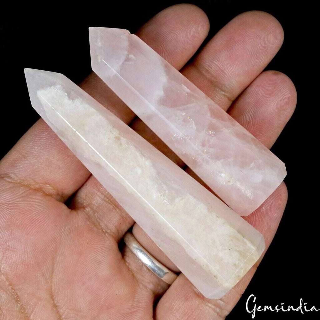 350 Ct Natural Untreated Pink Rose Quartz Obelisk Healing Pencil Tower Gemstone