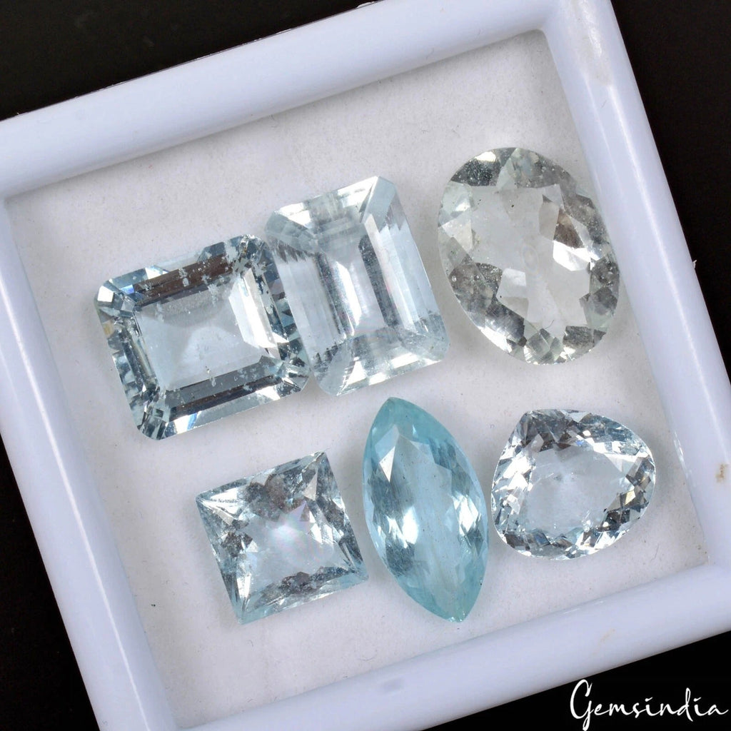 33.45Ct Aquamarine Loose Gemstones Blue Mix Shape Certified Rare Mix LOT