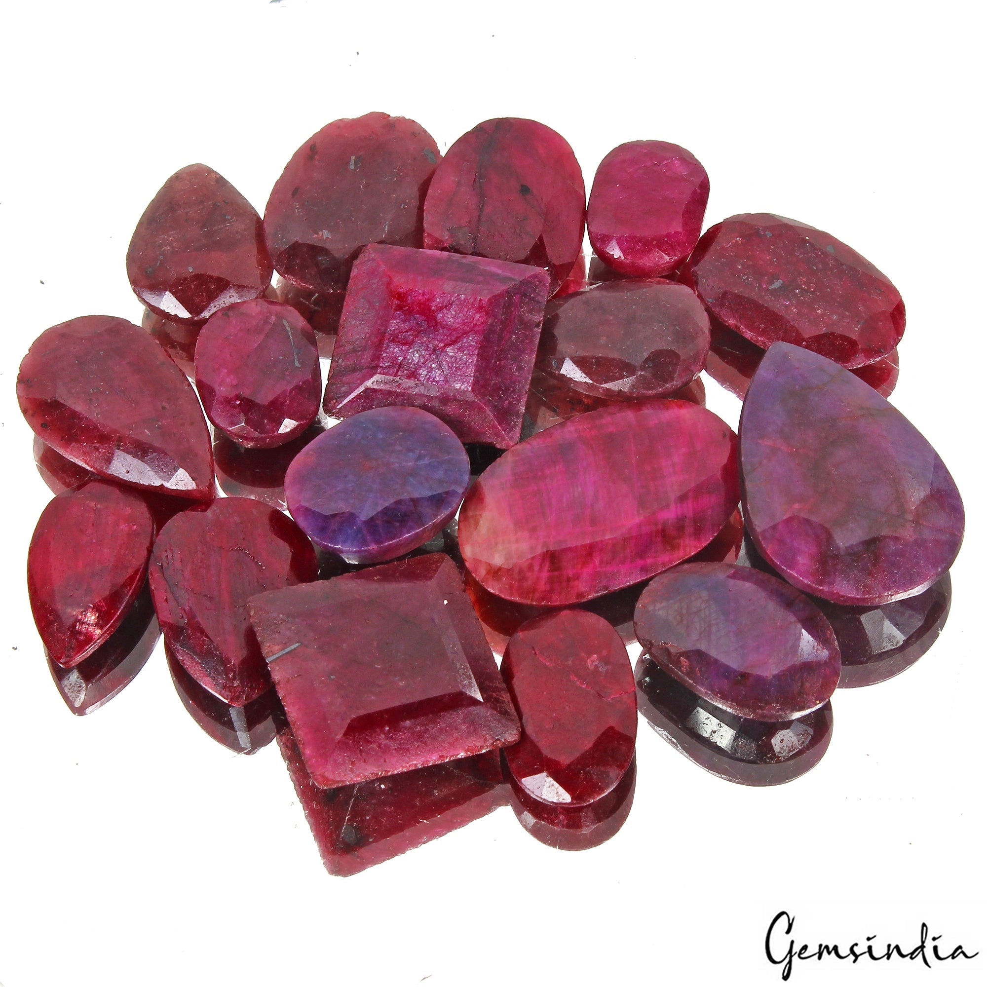 600 Cts/17 Pcs Natural African Red Ruby Mixed Faceted Loose Gems Lot For Jewelry