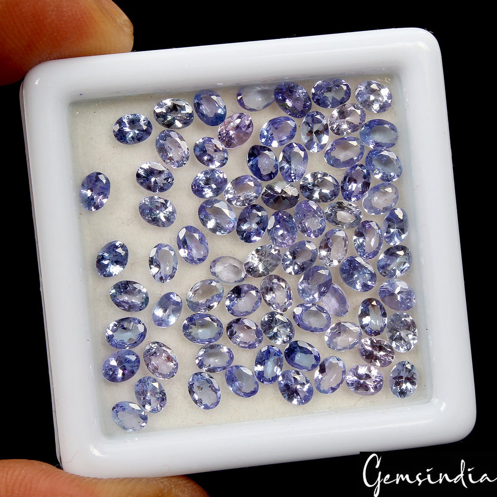 Oval Cut Natural Unheated Violet Blue Tanzanite 11.70ct 4x3mm 74pcs Lot Gemstone