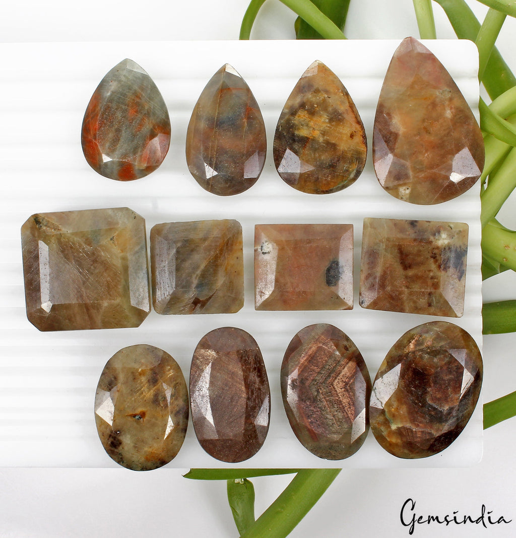 1080 Cts/12 Pcs Natural Untreated Brown Sapphire Mix Faceted Cut Loose Gems Lot