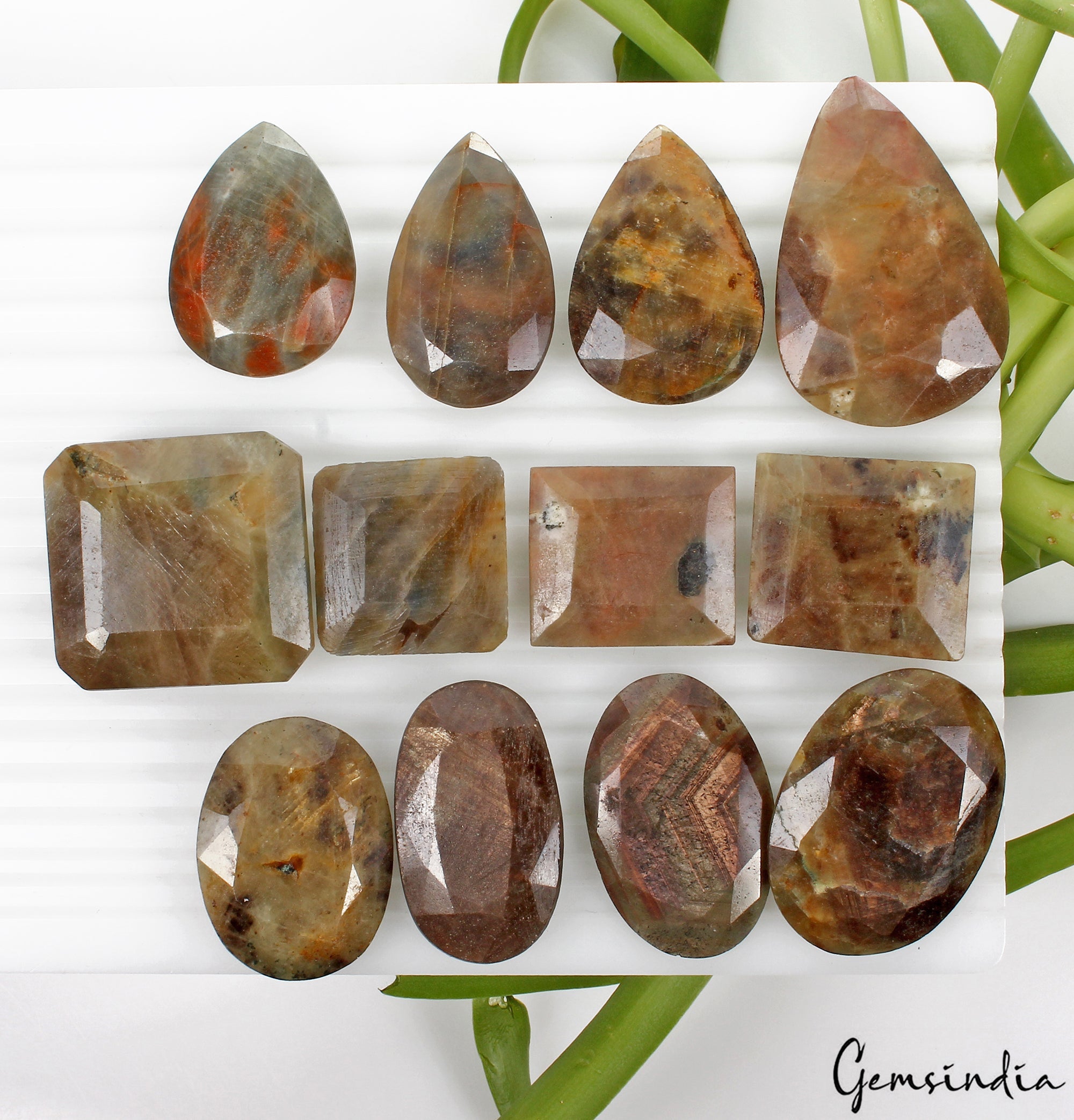1080 Cts/12 Pcs Natural Untreated Brown Sapphire Mix Faceted Cut Loose Gems Lot