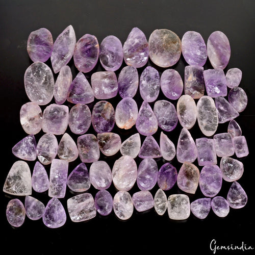 Amethyst Lot, Loose Gemstone, Oval, Pear, Marquise, Triangle, Untreated — 65 Pieces, 13mm to 41mm, 1500 Ct, Brazil