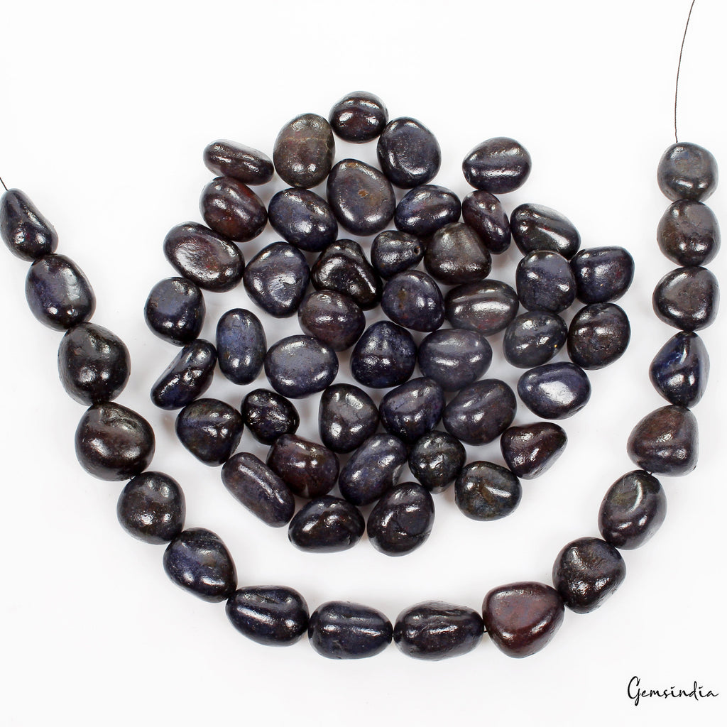 1770 Ct Natural Blue Sapphire Tumble Cab Loose Drilled Beads Wholesale Lot~60 Pc