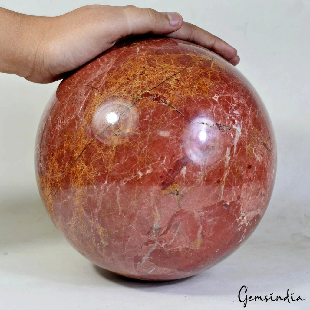 10.3 Kg Large Natural Red Jasper Sphere Crystal Ball Reiki Specimen Healing 7.5"
