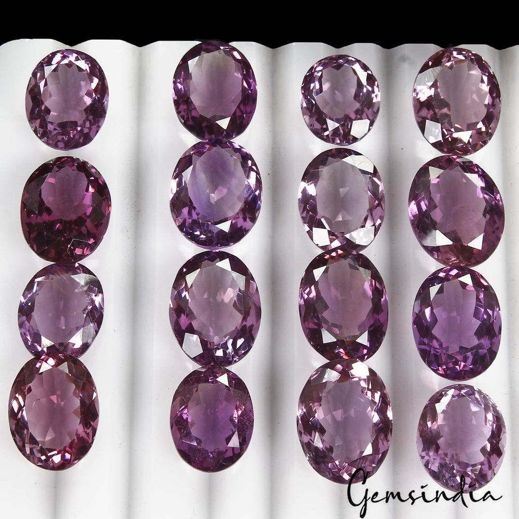121.50 Ct/16Pcs Natural Brazilian Purple Amethyst Oval Cut Rare Gems For Jewelry