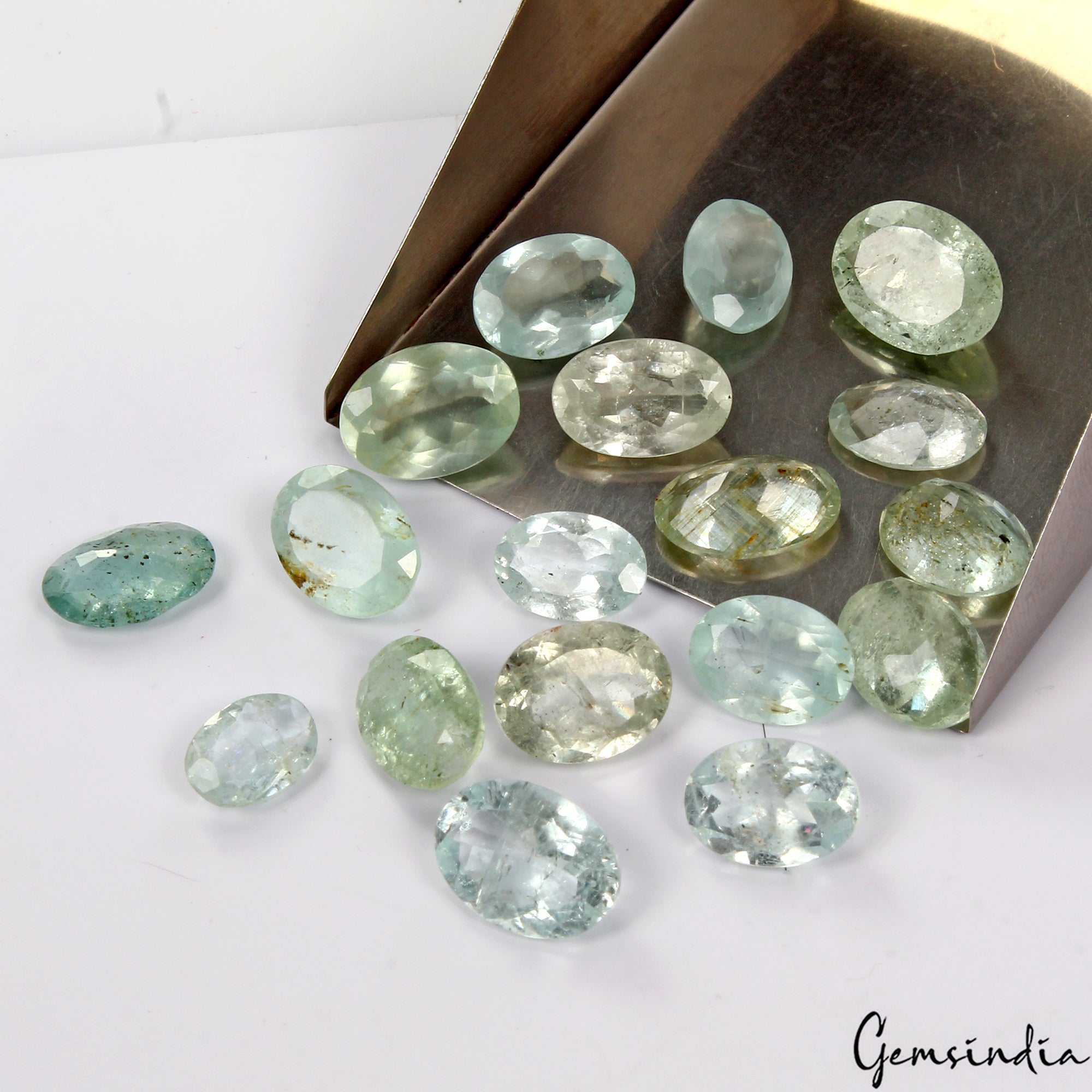 18 Pcs Natural Aquamarine Blue Green Mix Cut Loose Untreated Gemstones ~29.30 Ct