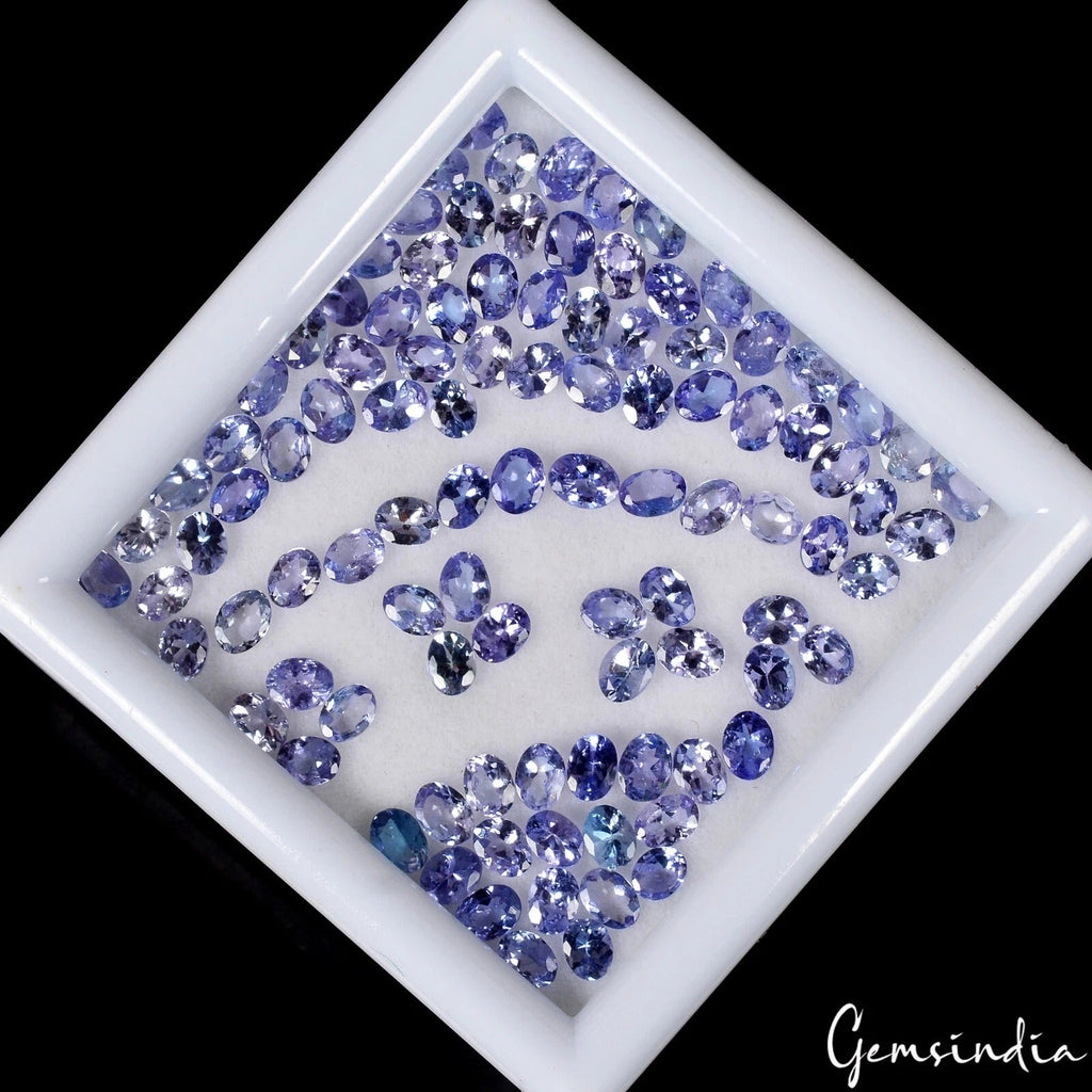 100 Pcs Natural Blue Tanzanite 4x3mm Oval Cut Loose Tanzania Gemstones~16 Ct Lot