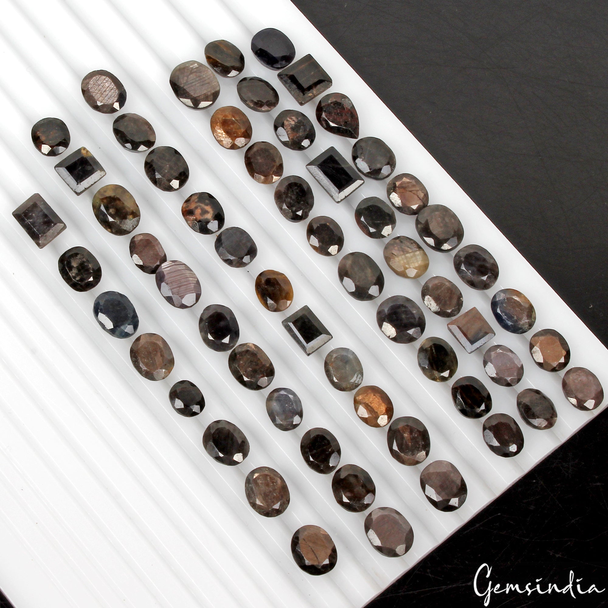 230 Ct/60 Pcs Natural Untreated Brown Black Sapphire Oval Cut 8mm-11mm Gemstones