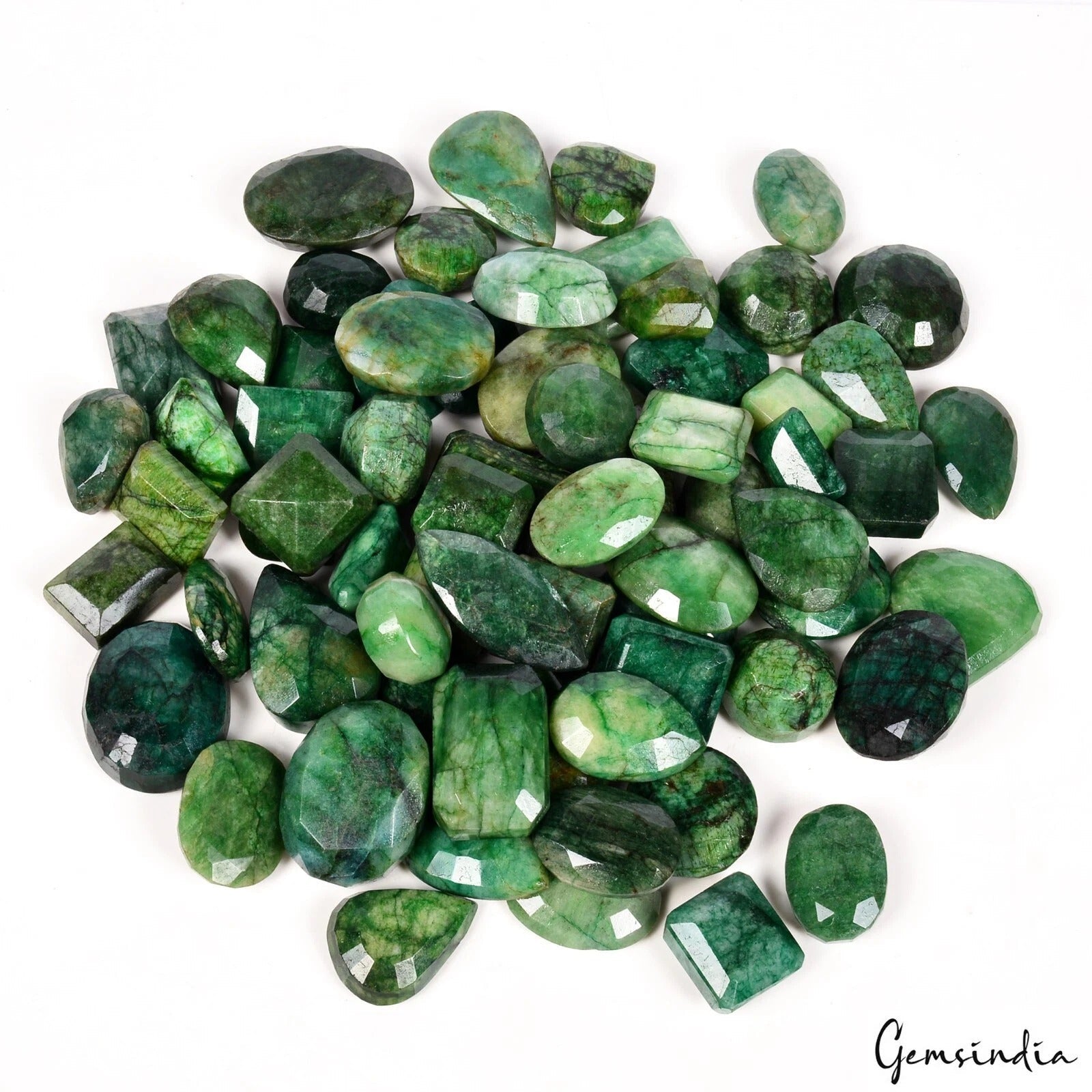 1 Kg/69 Pcs Natural Brazilian Green Emerald Mixed Cut Loose Wholesale Gems Lot